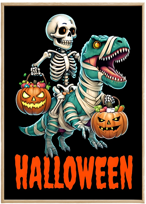 Plakat Halloween Dinozaur