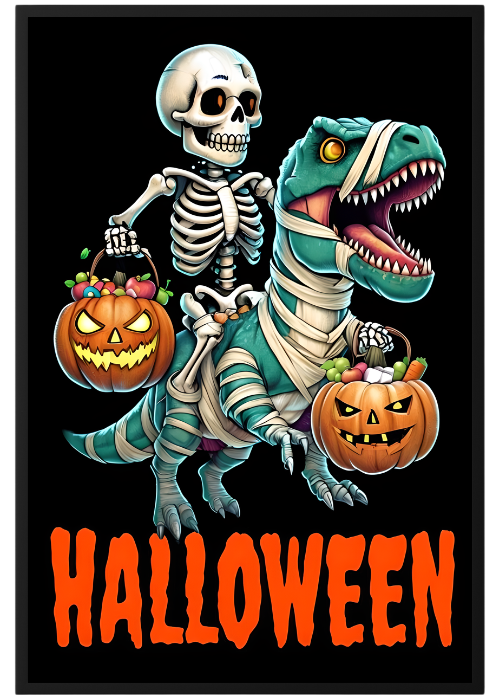 Plakat Halloween Dinozaur Kompozycje1