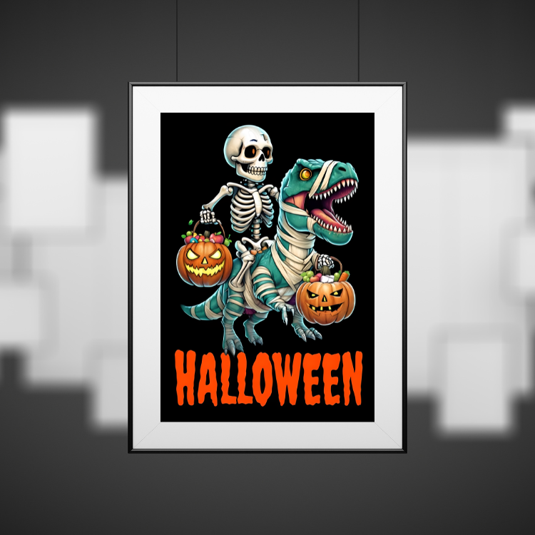 Plakat Halloween Dinozaur Kompozycje4