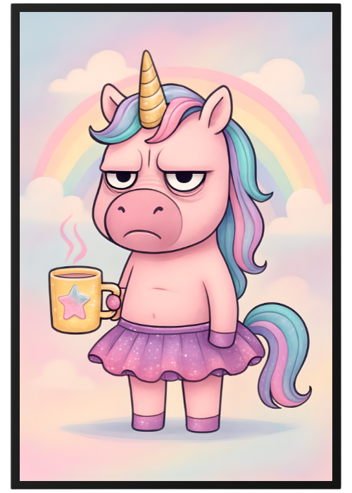 Plakat Jednorożec Z Kawą Kompozycja1