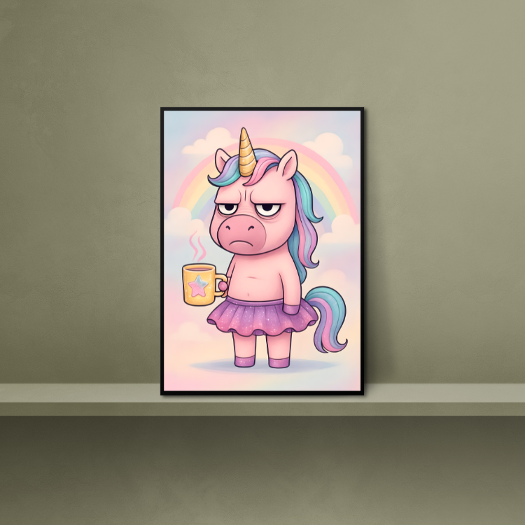 Plakat Jednorożec Z Kawą Kompozycja3
