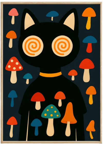 Plakat Kot Na Grzybach