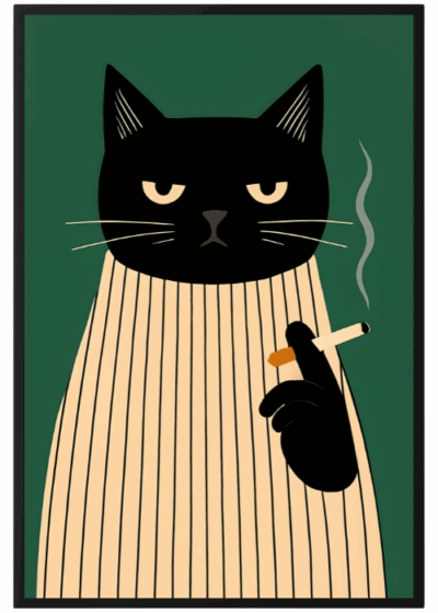 Plakat Kot Z Papierosem