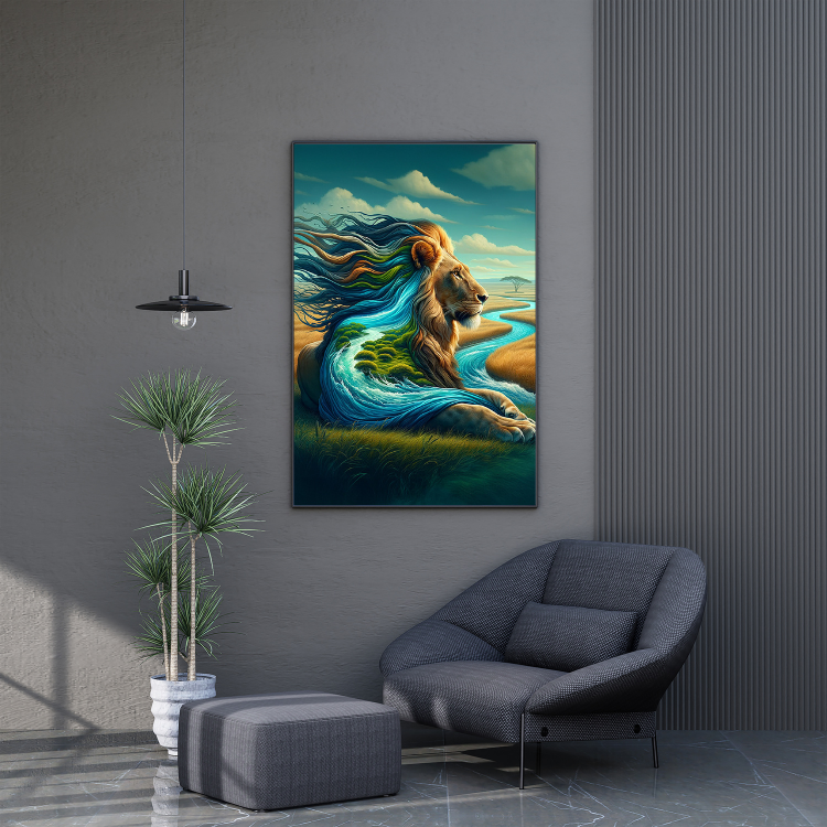 Plakat Lew W Naturze Kompozycja3