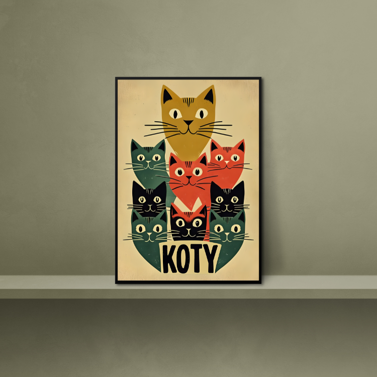 Plakat Piramida Kotów Kompozycja3