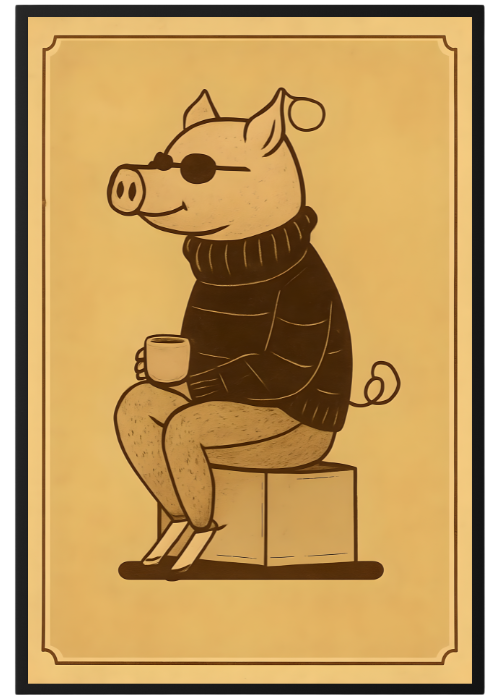 Plakat Świnka Z Kawą