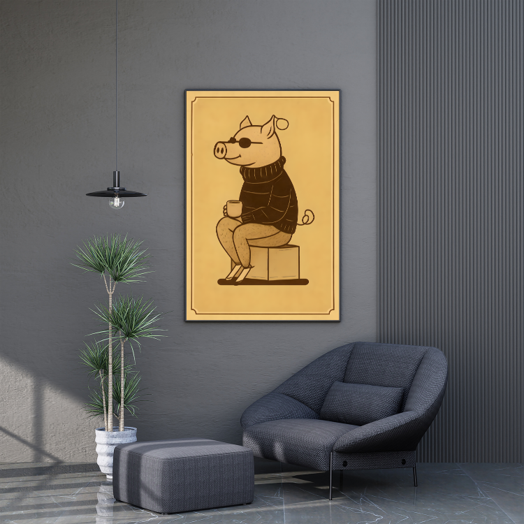 Plakat Świnka Z Kawą Kompozycja1