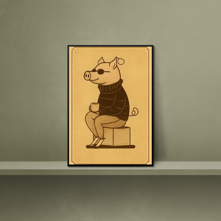 Plakat Świnka Z Kawą Kompozycja2