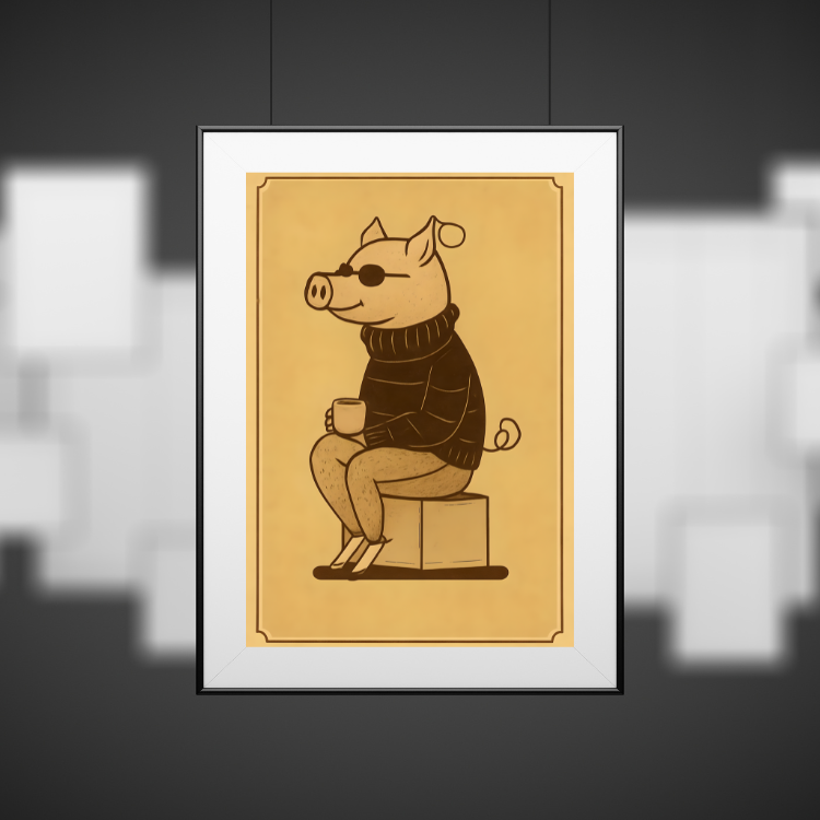 Plakat Świnka Z Kawą Kompozycja3