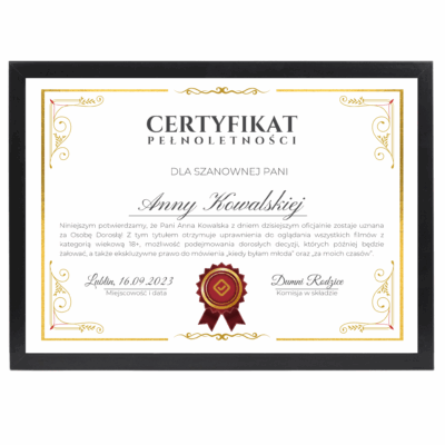 Certyfikat Pełnoletności
