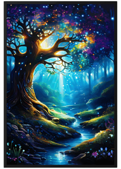 Plakat Drzewo Nocą