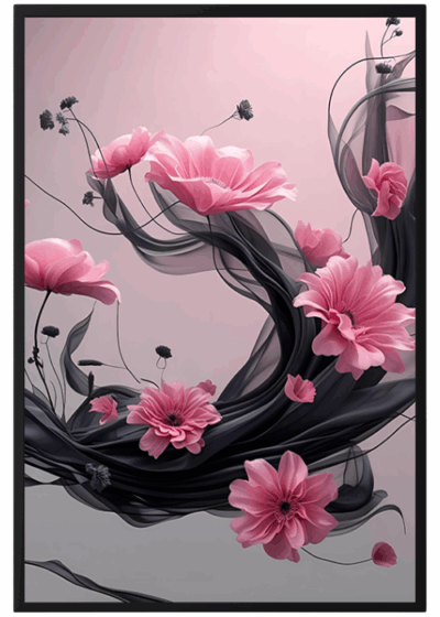 Plakat Różowe Kwiaty Wiru