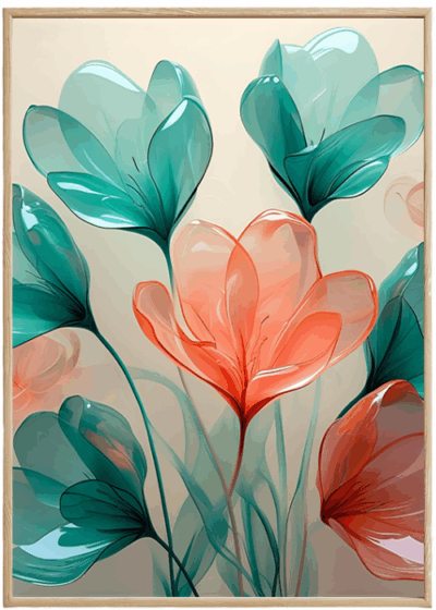 Plakaty Różowo Zielone Tulipany