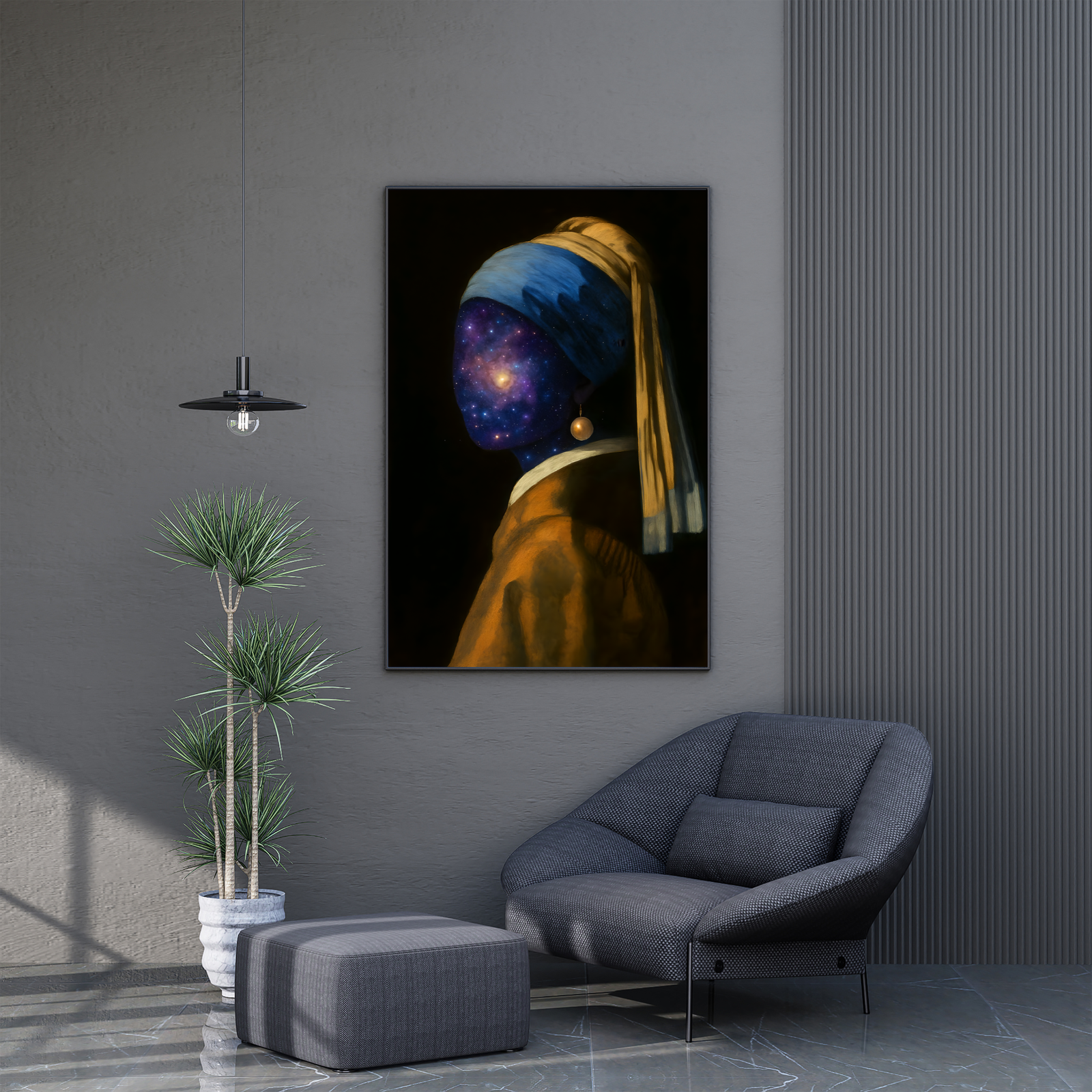 Plakat Dama Z Perłą Kosmicznie Kompozycja3