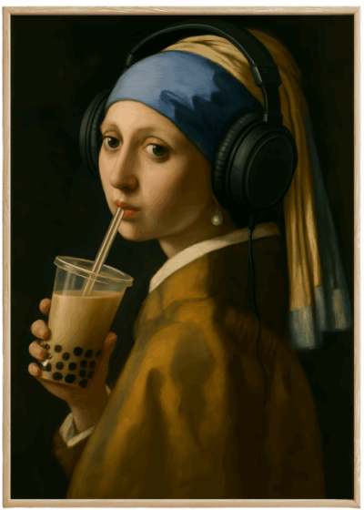 Plakat Kobieta Z Perłą I Napojem