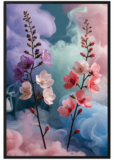 Plakat Kolorowy Dym I Kwiaty