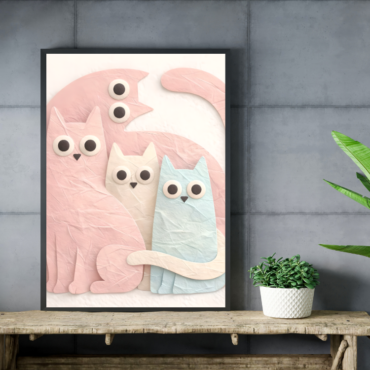 Plakat Pastelowe Kotki Kompozycja2