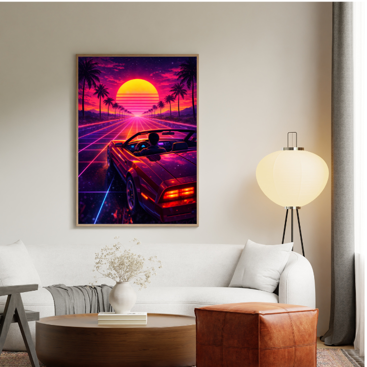 Plakat Synthwave Auto Kompozycja2