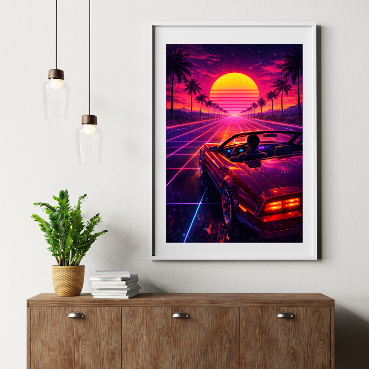 Plakat Synthwave Auto Kompozycja3