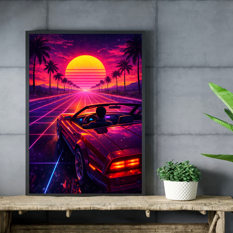 Plakat Synthwave Auto Kompozycja4