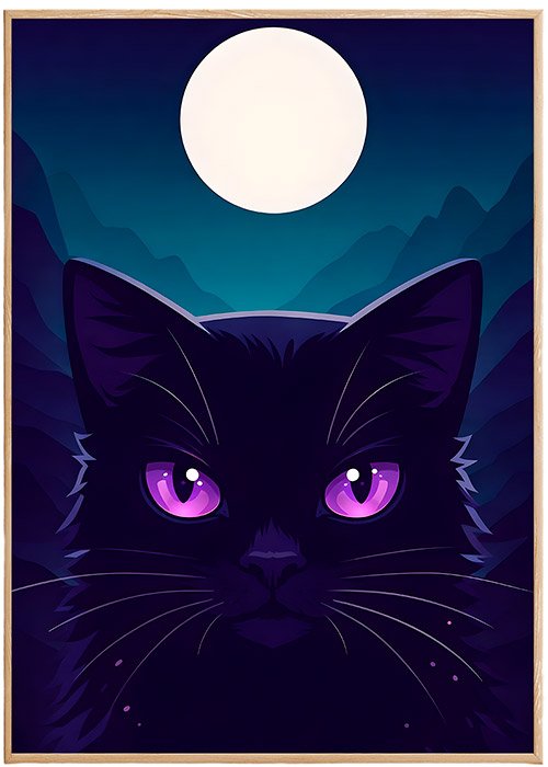 Plakat Kot Z Fioletowymi Oczami Kompozycja 1