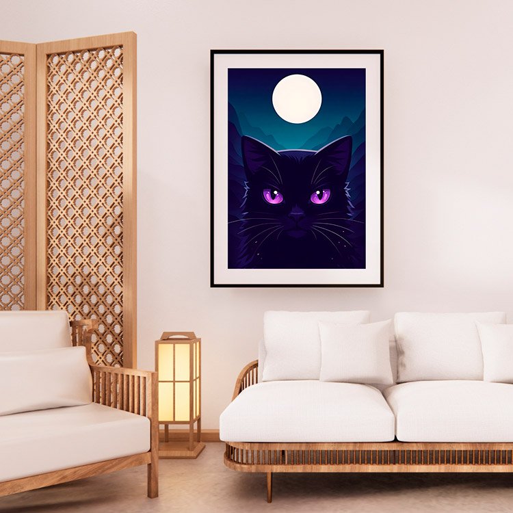 Plakat Kot Z Fioletowymi Oczami Kompozycja 2