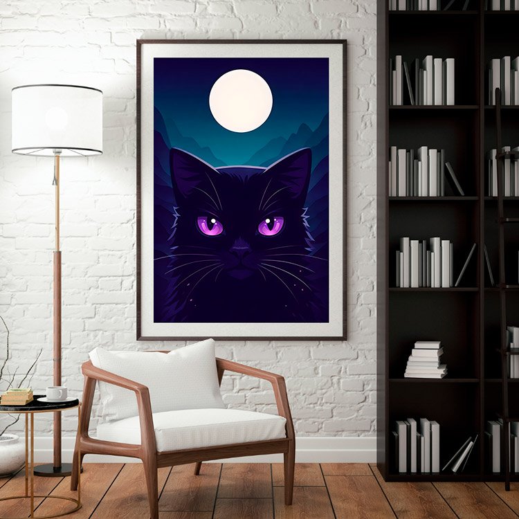 Plakat Kot Z Fioletowymi Oczami Kompozycja 3