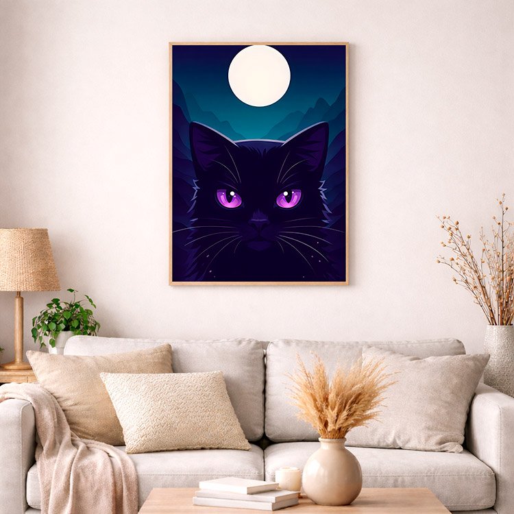 Plakat Kot Z Fioletowymi Oczami Kompozycja 4