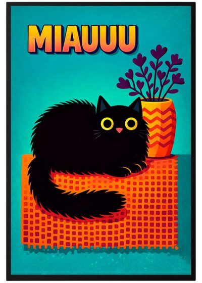 Plakat Kot Z Neonowymi Oczami