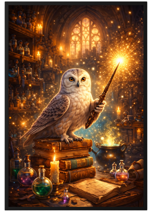 Plakat Magia Sowa Różdzka