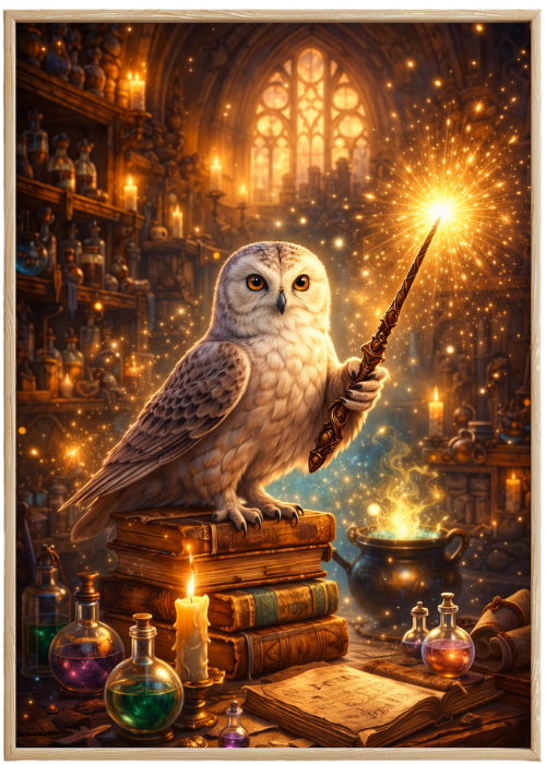 Plakat Magia Sowa Różdzka Kompozycja1