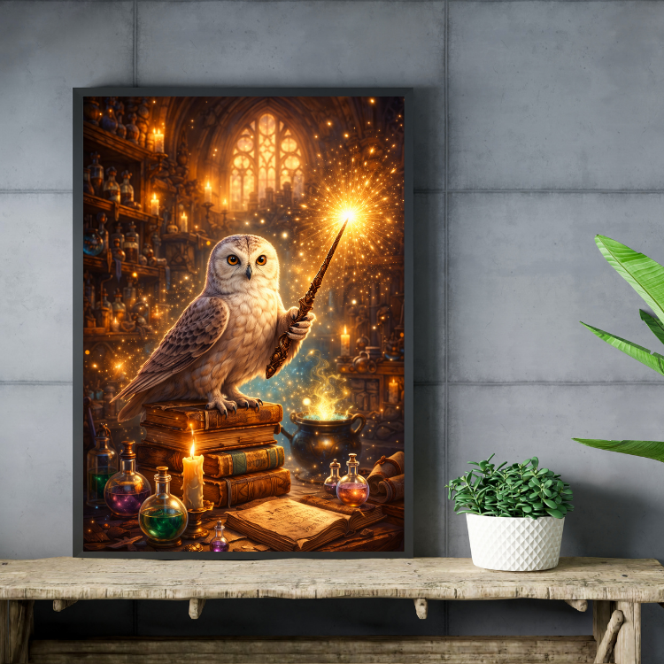 Plakat Magia Sowa Różdzka Kompozycja4