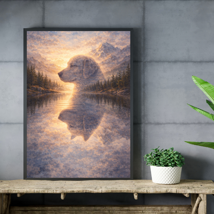 Plakat Pies Nad Jeziorem Kompozycja4