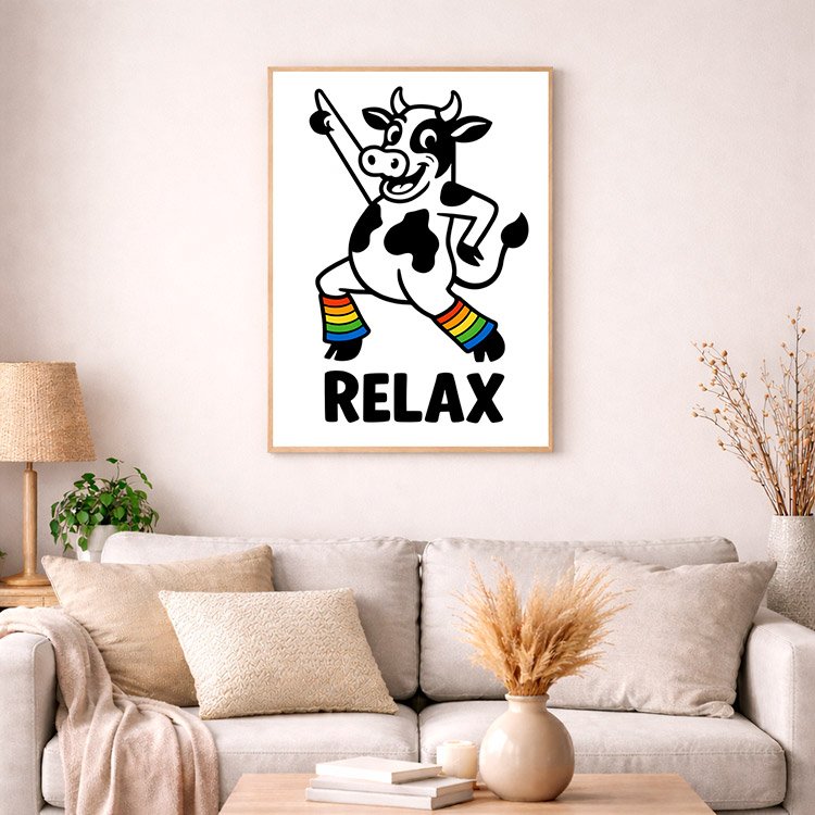 Plakat Relax Z Krową Kompozycja 4