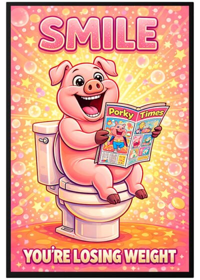 Plakat Świnka W Toalecie