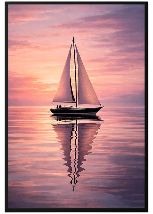 Plakat Lone-Sailboat-Silhouette-Against-Dramatic-Sunset-Sky