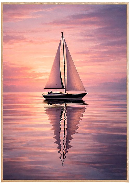 Plakat Lone-Sailboat-Silhouette-Against-Dramatic-Sunset-Sky Kompozycja 1