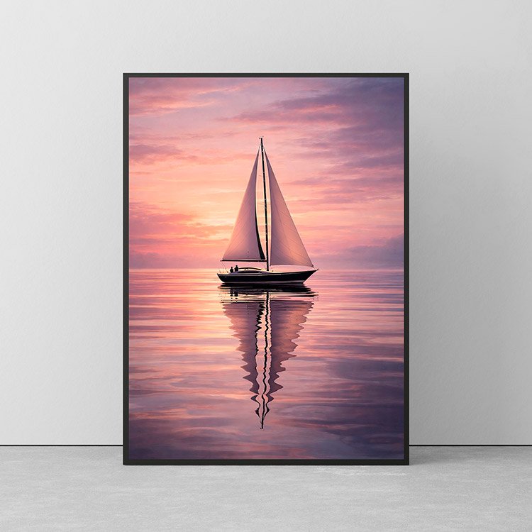 Plakat Lone-Sailboat-Silhouette-Against-Dramatic-Sunset-Sky Kompozycja 2