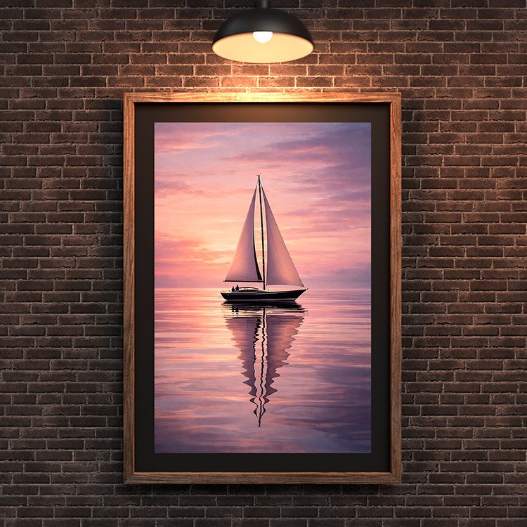 Plakat Lone-Sailboat-Silhouette-Against-Dramatic-Sunset-Sky Kompozycja 3