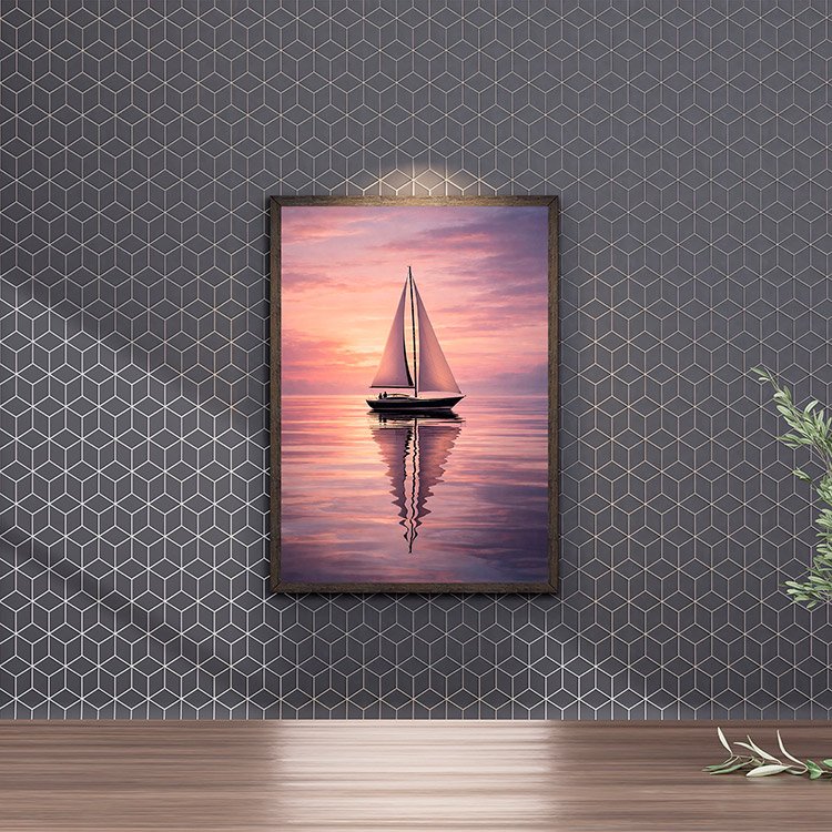 Plakat Lone-Sailboat-Silhouette-Against-Dramatic-Sunset-Sky Kompozycja 4