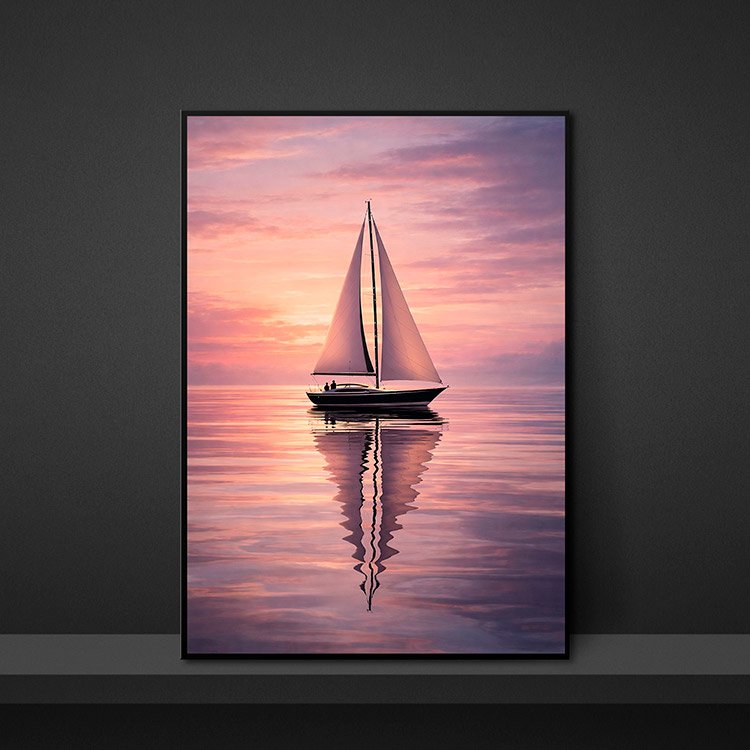 Plakat Lone-Sailboat-Silhouette-Against-Dramatic-Sunset-Sky Kompozycja 5
