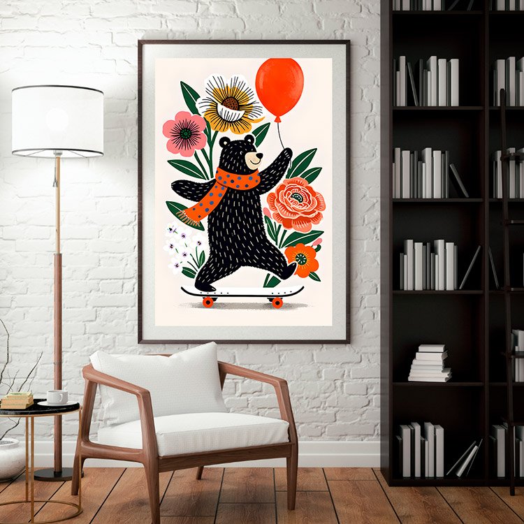 Plakat Miś I Deskorolka Kompozycja 3