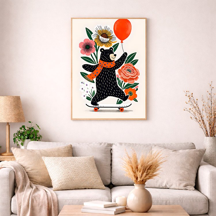 Plakat Miś I Deskorolka Kompozycja 4