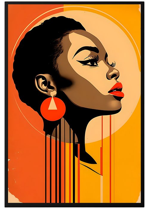 Plakat Retro-Collage-Illustration-Of-Woman-With-Bold-Geometric-Shapes