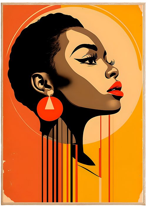 Plakat Retro-Collage-Illustration-Of-Woman-With-Bold-Geometric-Shapes Kompozycja 1