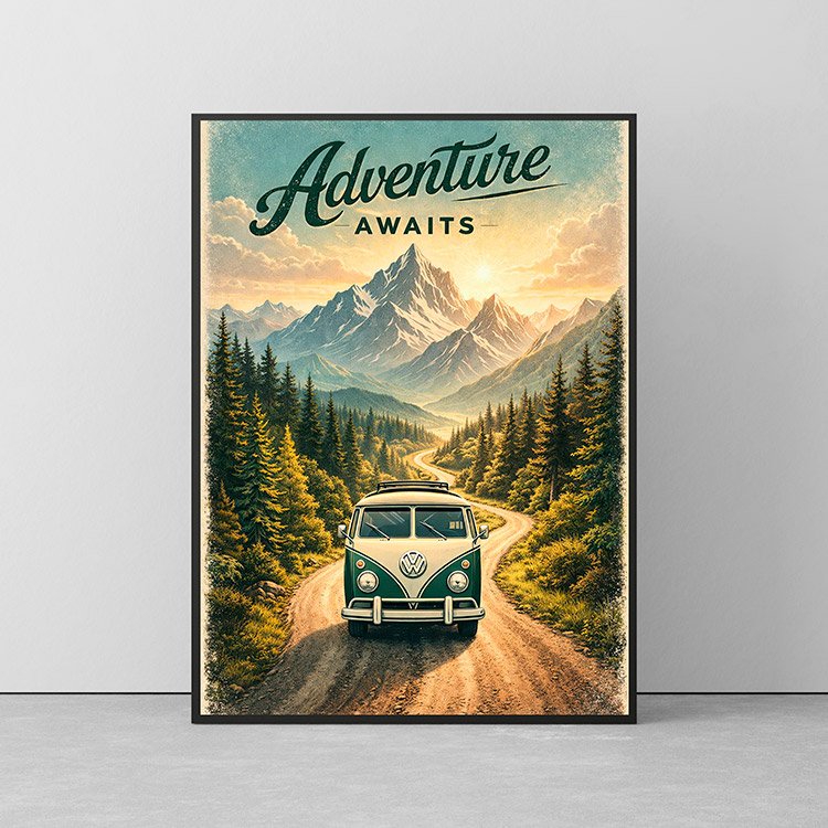 Plakat Adventure Awaits Van Kompozycja 2