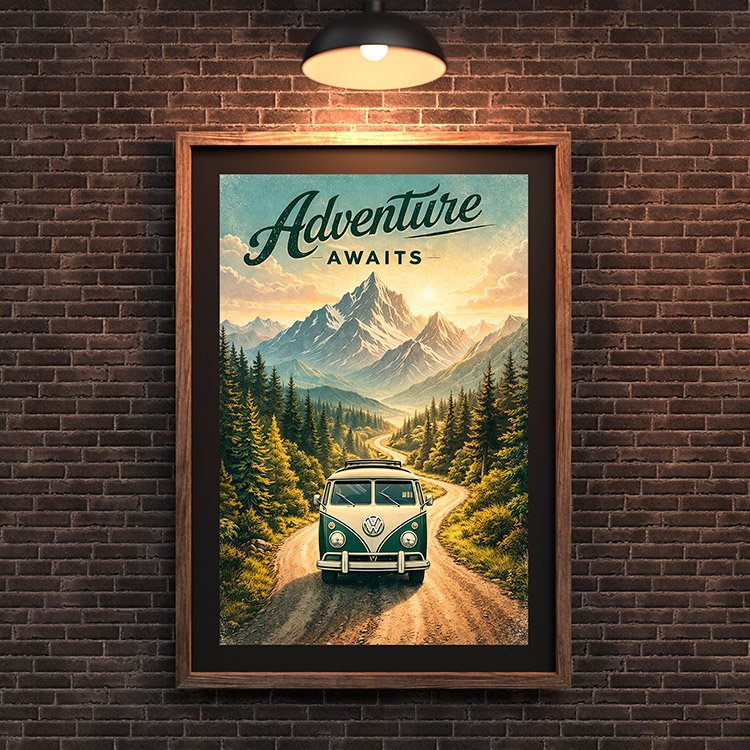 Plakat Adventure Awaits Van Kompozycja 3