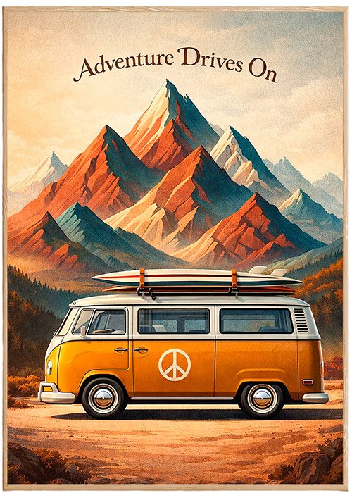 Plakat Adventure Drives On Kompozycja 1