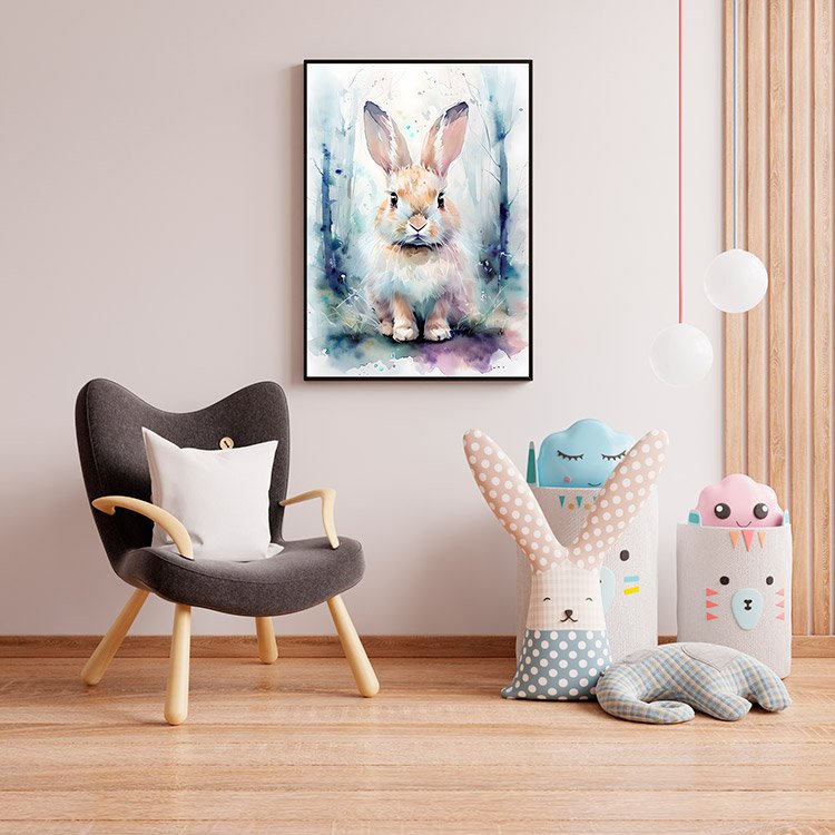 Plakat Akwarelowy Zając Portret Kompozycja 4