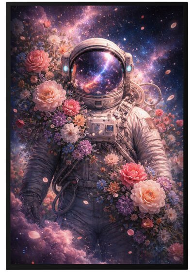 Plakat Astronauta I Kwiaty